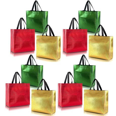 12 Pack Vibrant Gift Bags With Handles Bulk Party Goodie Bag Set Reuseable Image