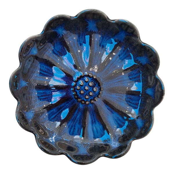 Gift Emporium Blue Bloom Ceramic Trinket Bowl - 10cm Diameter