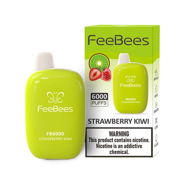 FeeBees Disposable 6000Puffs Vape Bar 30mg - Strawberry Kiwi 2 Piece