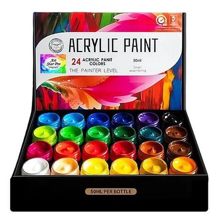 Art Star Pro Acrylic Paint 24 Set 50ml Premium Quality Arts