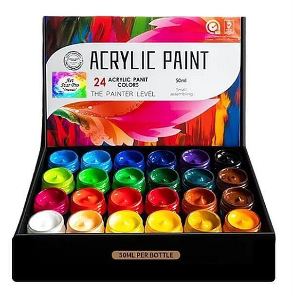 Art Star Pro Acrylic Paint 24 Set 50ml Premium Quality Arts & Crafts