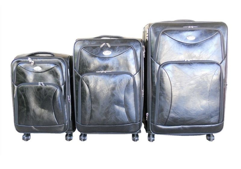 IYH- Quality Luggage Set of 3 Leather Travel Suitcase Set