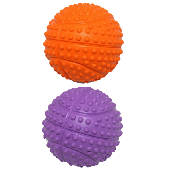 Durable Chew Resistant Squeaky Dog Ball Rubber Fetch Toy Purple Orange Gift