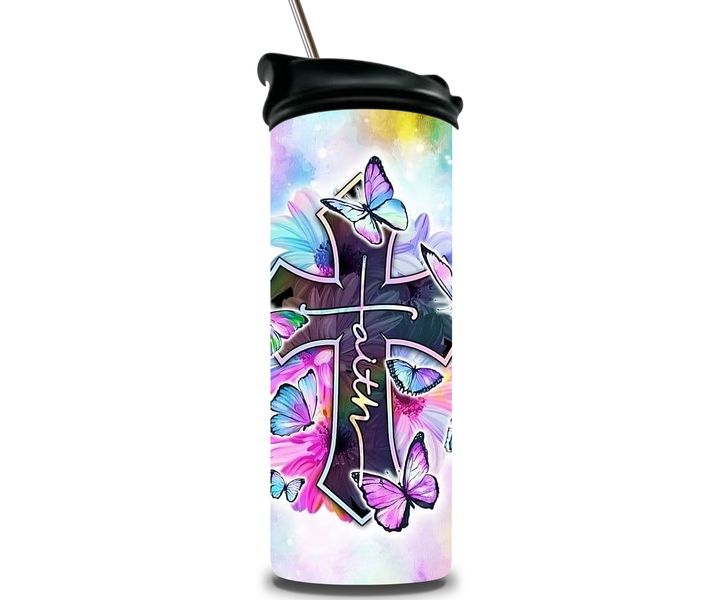 Faith Double Wall Stainless Steel 20oz Tumbler. Water Bottle