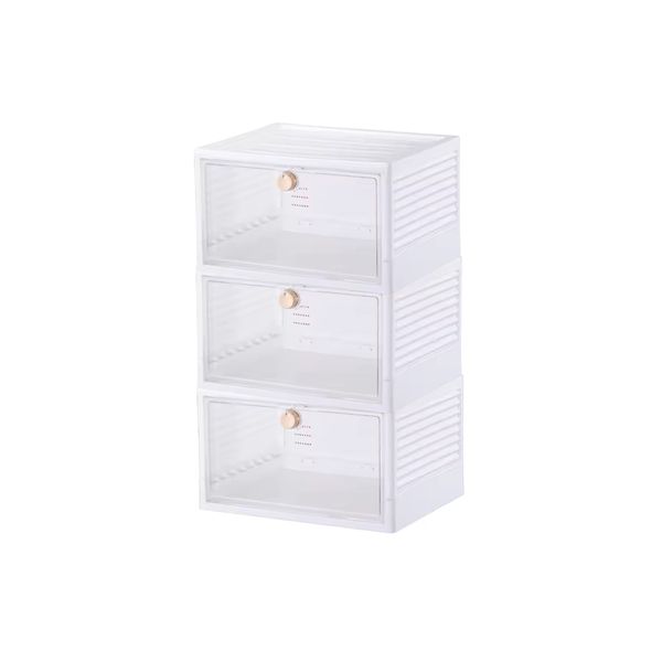 3 Piece Flat Pack Transparent Shoe Storage Box