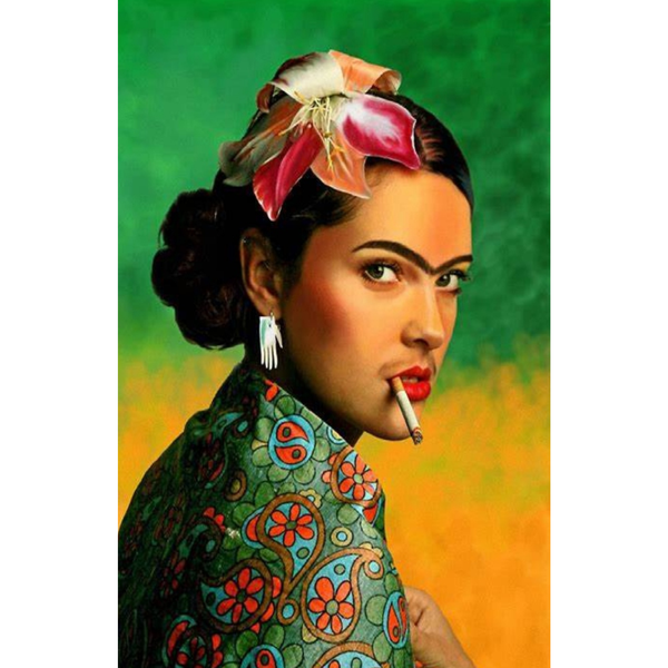 Canvas Wall Art - 1000 x 650 - Frida Kahlo Smoking