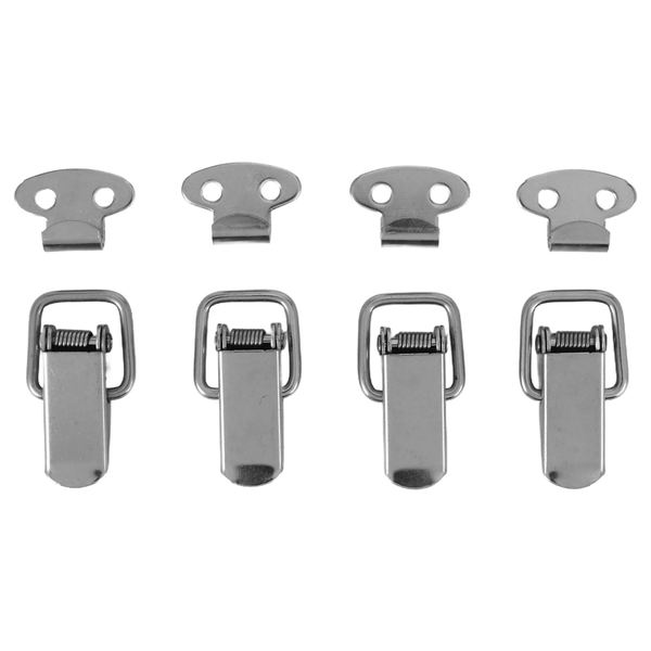 Cabinet Silver Tone Spring Loaded Toggle Switch Latch Hasp 4 pcs