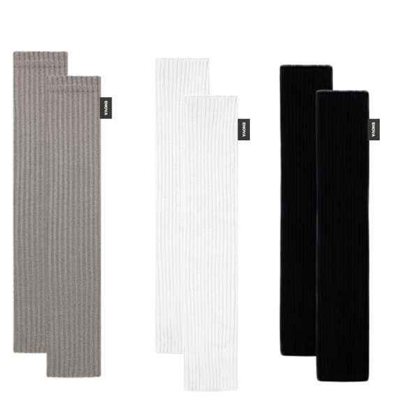 Enova Long Socks Knitted Leg Warmers for Women - Black White Grey