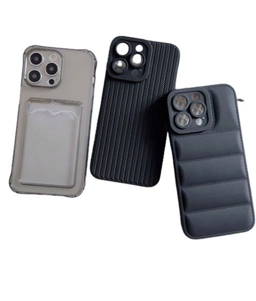 Set of 3 assorted Solid phone case (Black, Grey, Clear)