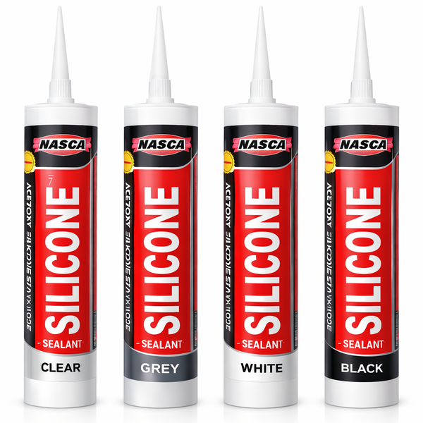 NASCA Silicone Sealant 280ml 4 Pack - Multi-Purpose Clear Grey White Black
