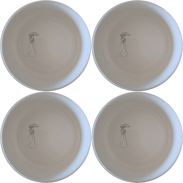 Victorian Woman Umbrella Bowl Set of 4 - Range 4