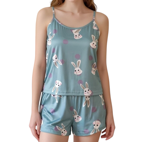 Women's Sleeveless Bunny Print Pajama Set