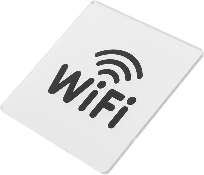 Wifi Signage Acrylic Self-adhesive 10x10cm White Background Wifi Signal