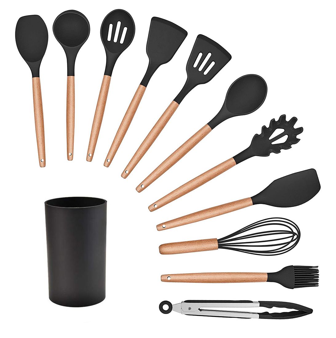 12 Piece Kitchen Silicon Wooden Cooking Utensils Set Shop Today. Get it Tomorrow!