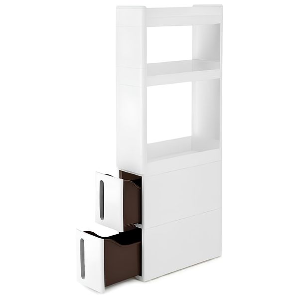 Narrow Rolling Trolley - 3-Shelf Storage Cart with Drawers