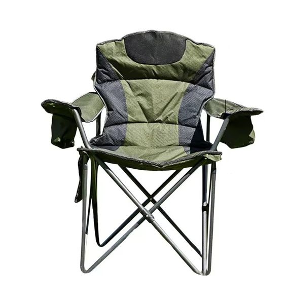 Heavy-Duty Foldable Camping Chair with Cup Holder - Padded Seat &amp; Armrests