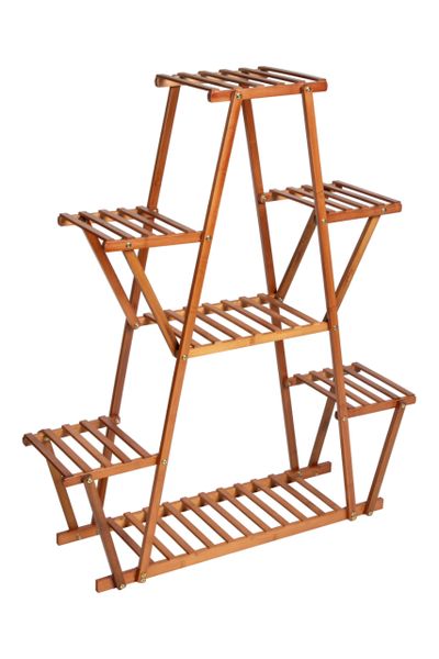 PPS-004-M-BR, Medium, ECO Bamboo-Wood Plant Pot Stand - Brown