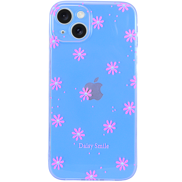 Clear - Phone Case with Pink Daisy Smile Print &amp; Pro Cam - Iphone 15