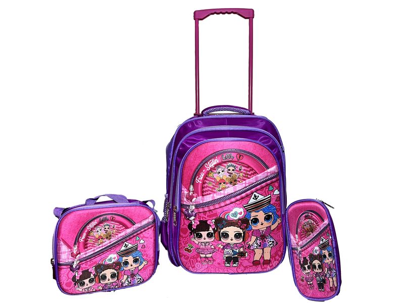 L.O.L Surprise! 3-in-1 Backpack &amp; Trolley Bag Set - Purple
