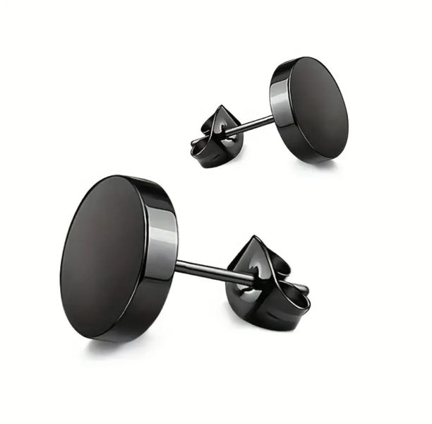 316L Hypoallergenic 316L Stainless Steel Black Stud Earrings 2 Pairs
