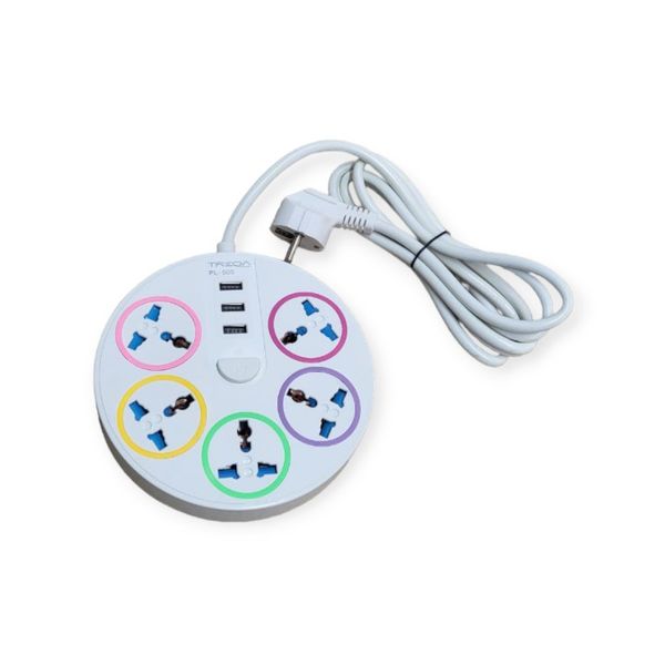 5 Power Sockets + 3 USB Port With 2M Cable-BT