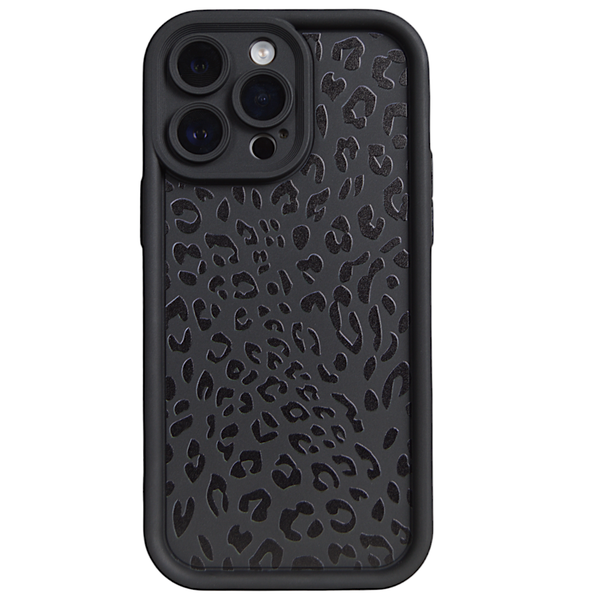 Black - Phone Case with Bubble Edge &amp; Leopard Print for iPhone 14 Pro Max