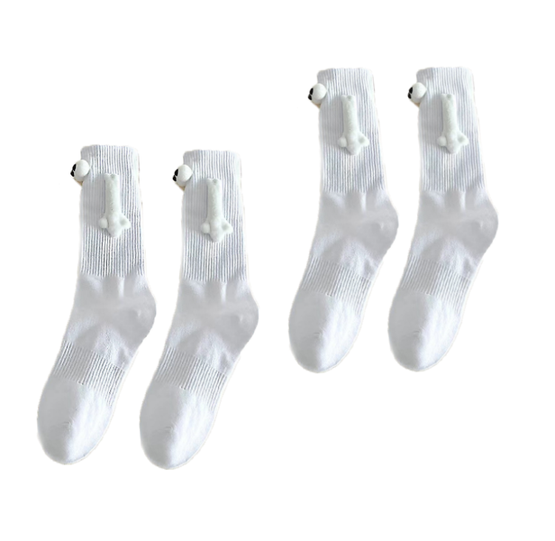 Funny Magnetic Socks, Funny Couple Socks - White (2 Pairs)