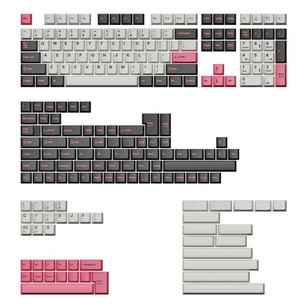 Keychron Full Set Keycap Double Shot Che Grey &amp; Pink
