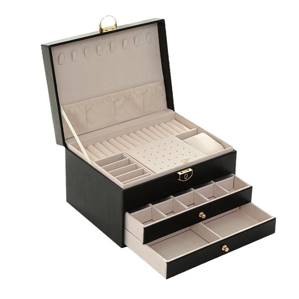 Gemstone Jewelry Storage Box Large PU Leather Multilayer Storage Box