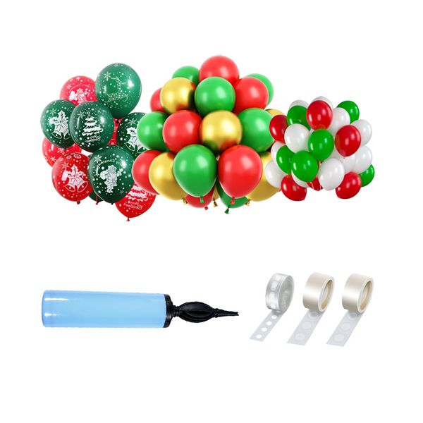 DHAO 134pcs Christmas Balloons Red Green Gold White Balloon Xmas Supplies