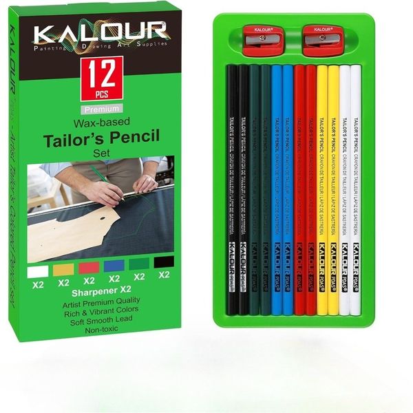 12 PCS Professional Tailor's Pencil Set with Fabric Pencils