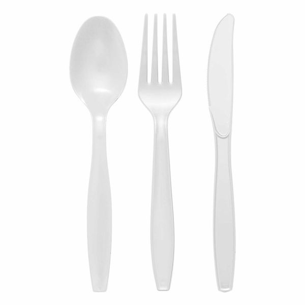 Disposable Plastic Bulk Cutlery Set - Knives - Forks - Table Spoons Combo