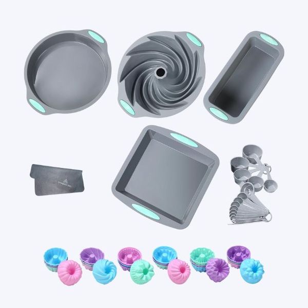 45-Piece Silicone Baking Kit - Grey and Cloth