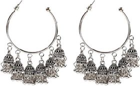 Jhumka Earring - Big Round Ladies Orecchino Indian Vintage Silver