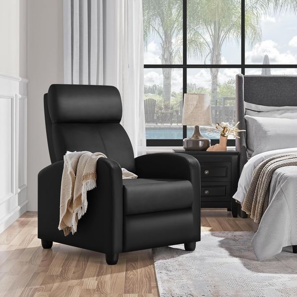 Recliner Chair Rclining Sleeper Couch Manual Push Adjustable Single Sofa
