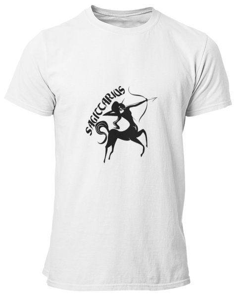 PepperSt Mens White T-Shirt - Sagittarius Symbol