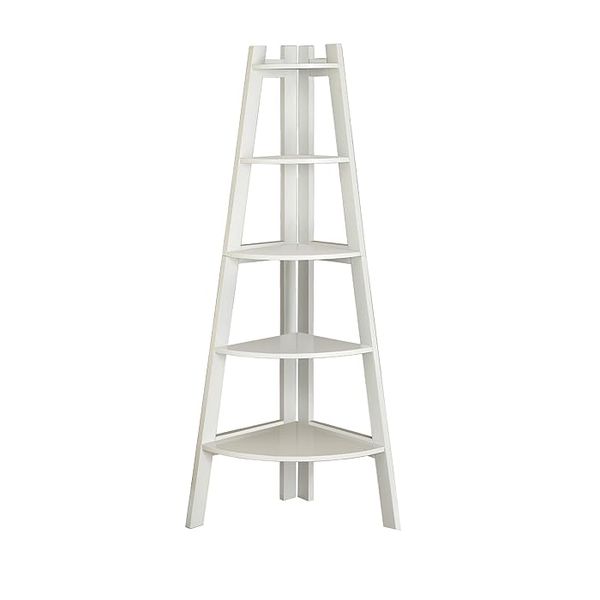 5-Tier Ladder Corner Shelf/ Book Shelf - White