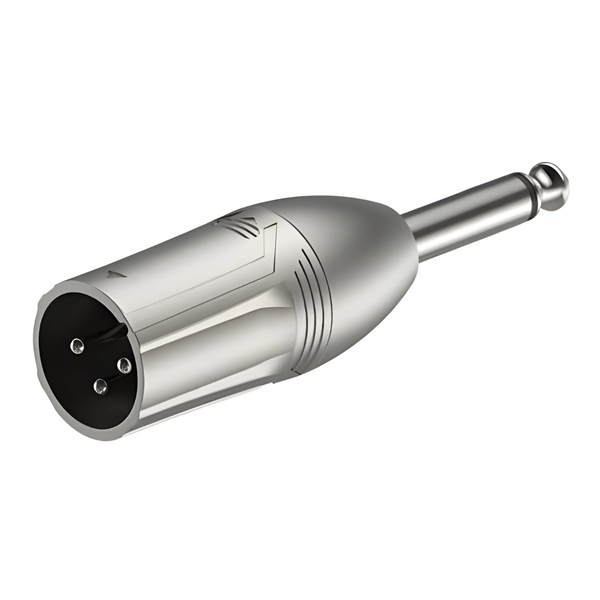 Roxtone RA2XMJM XLR Male to 6.35mm Mono Jack Audio Adapter - Nickel Finish