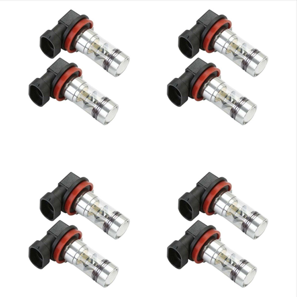 ABTOR 8-Pack 100W High Power LED Fog Lights 6000K Cool White for H8/H11/H16