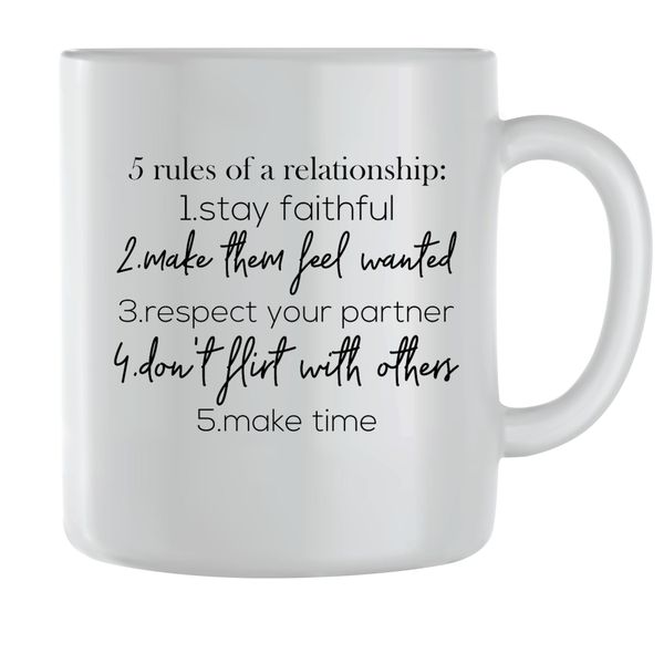 5 Rules Coffee Mugs for Men Women Breakup Sayings Graphic Cups Present 138
