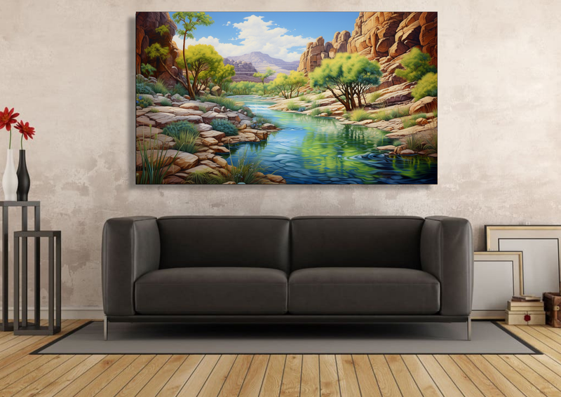 Canvas Wall Art - Flowing Oasis Abstract - HC1170