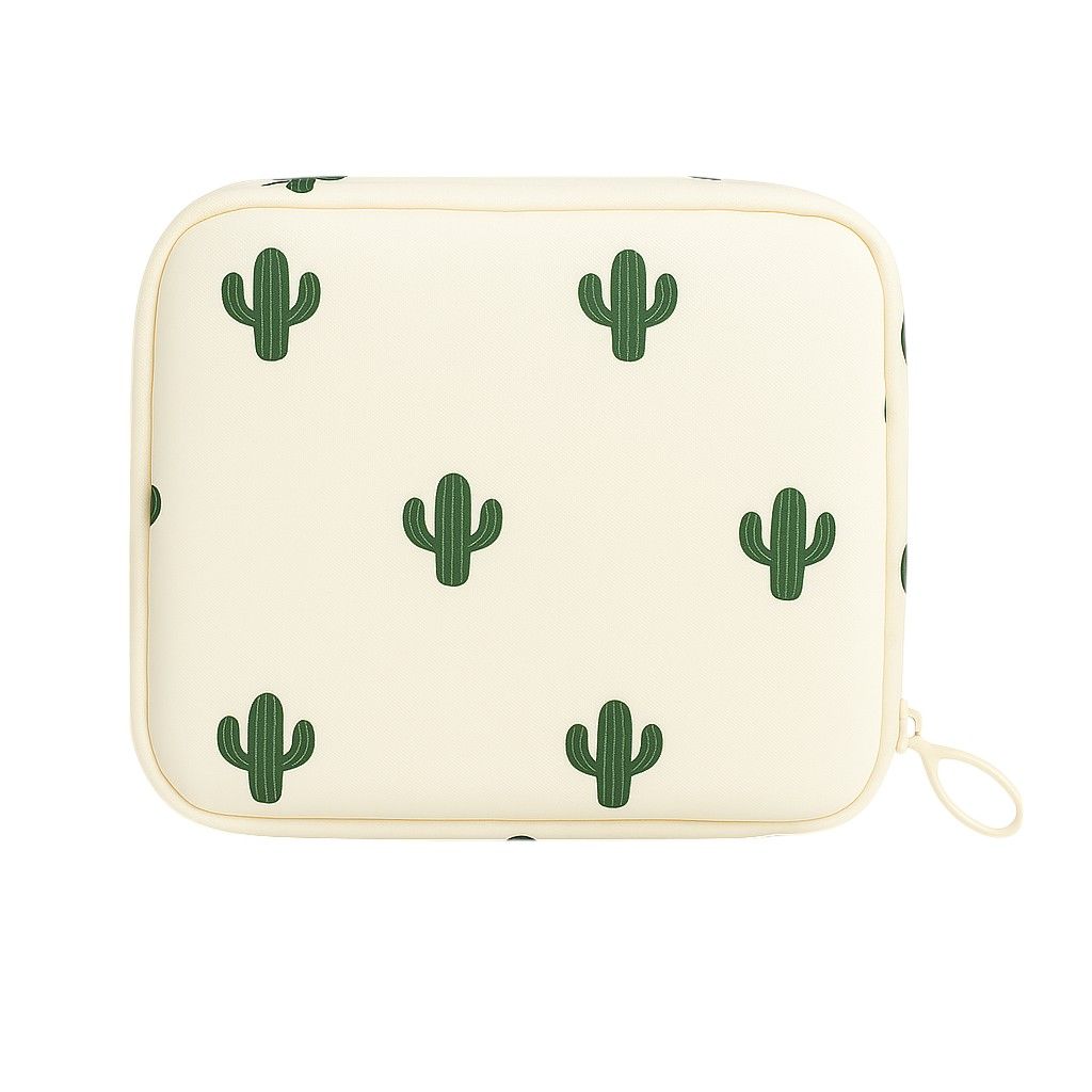 Cartoon Cactus Themed Waterproof Sanitary Towel Storage Bag - Multicolor
