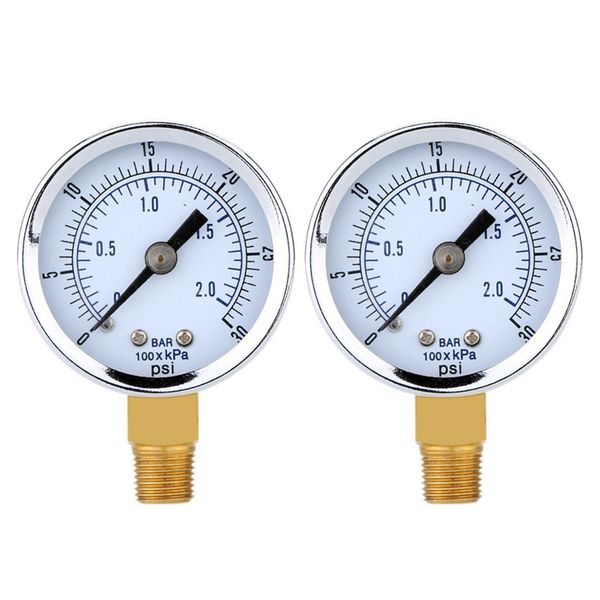 0 - 30 Psi 0 - 2Bar Mini Dial Manometer Gage Doppelskala Schwarz