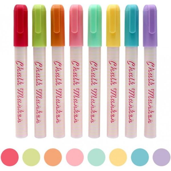 Wine Glass Marker Pens - Set of 8 Pens - Dry &amp; Wet Markers - 10mm Thick