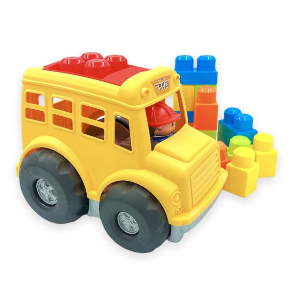 Safe Toys Vehicle Series - School Bus with Building Blocks - Toys for Boys