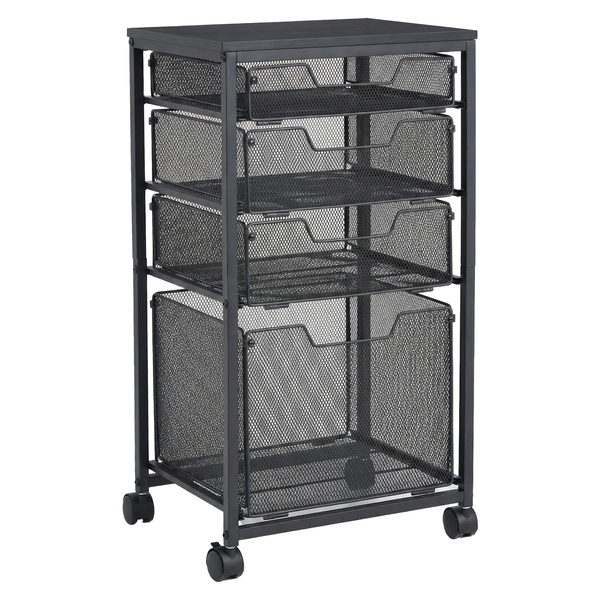 Rolling File Cart with 4 Storage Drawers - Hanging File Organizer Cabinet