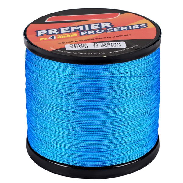 300m 4-Strand PE Braided Line (50lb Blue)