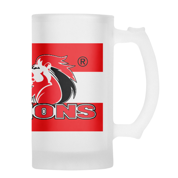 LIONS Rugby Frosted Glass Beer Mug Classic