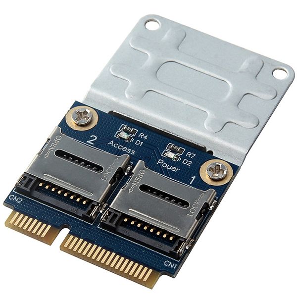 2 SSD HDD for Laptop Dual Micro- SD SDHC SDXC Mini Pci-E Adapter