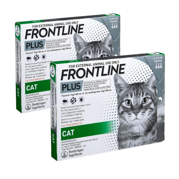 Frontline Plus Cats, 3 Piece-Waterproof,Long Lasting,Fast Acting-Pack of 2